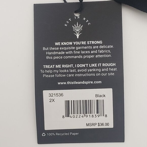 Thistle and Spire Thorn Apart Panty Women's 2X Black Roses Embroidery Mesh NWT - Picture 7 of 10